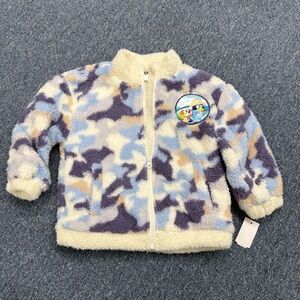 NWT Bluey Sherpa Camo Print Full Zip Jacket Size 3T